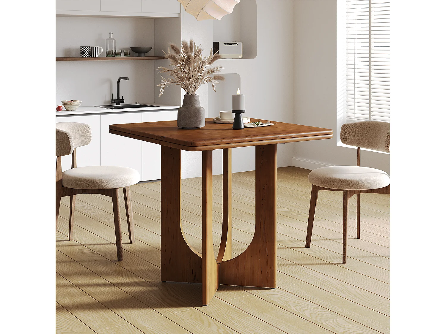 Table de salle à manger carrée en bois pour 2 à 4 personnes, 80 cm, petite table pour salle à manger