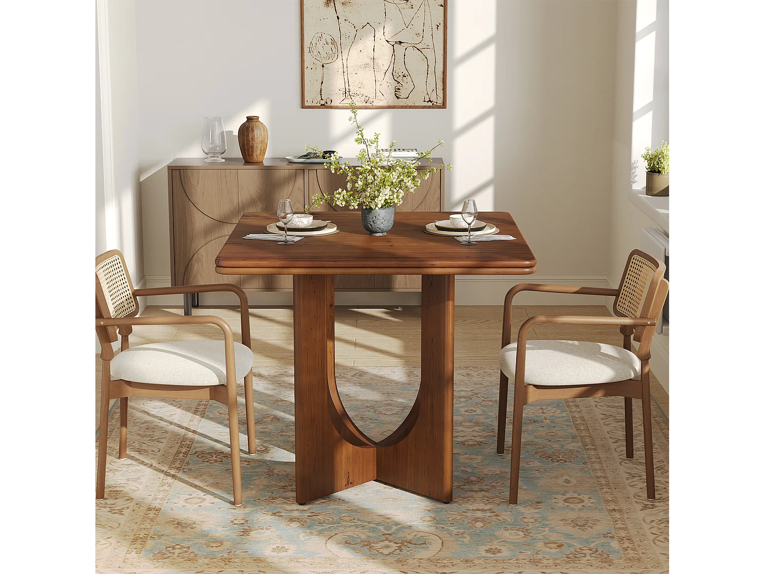 Table de salle à manger carrée en bois pour 2 à 4 personnes, 80 cm, petite table pour salle à manger