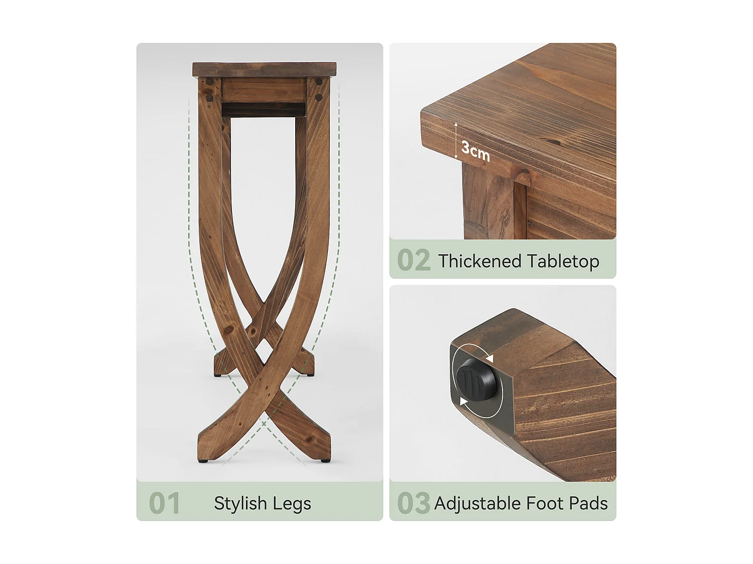 Mesa de Consola de Madeira Sólida 160cm, Mesa de Entrada no Estilo Rural, Mesa Longa para Sofá