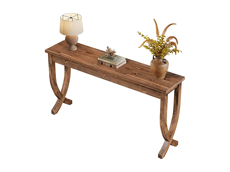 Mesa de Consola de Madeira Sólida 160cm, Mesa de Entrada no Estilo Rural, Mesa Longa para Sofá