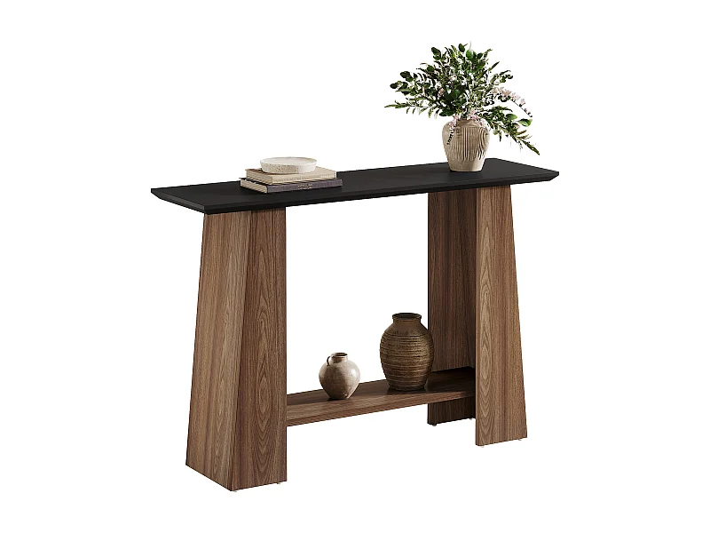 Konsole für die Eingangshalle, 120 cm moderne 2-stufige schmale Holzsofa-Tabelle