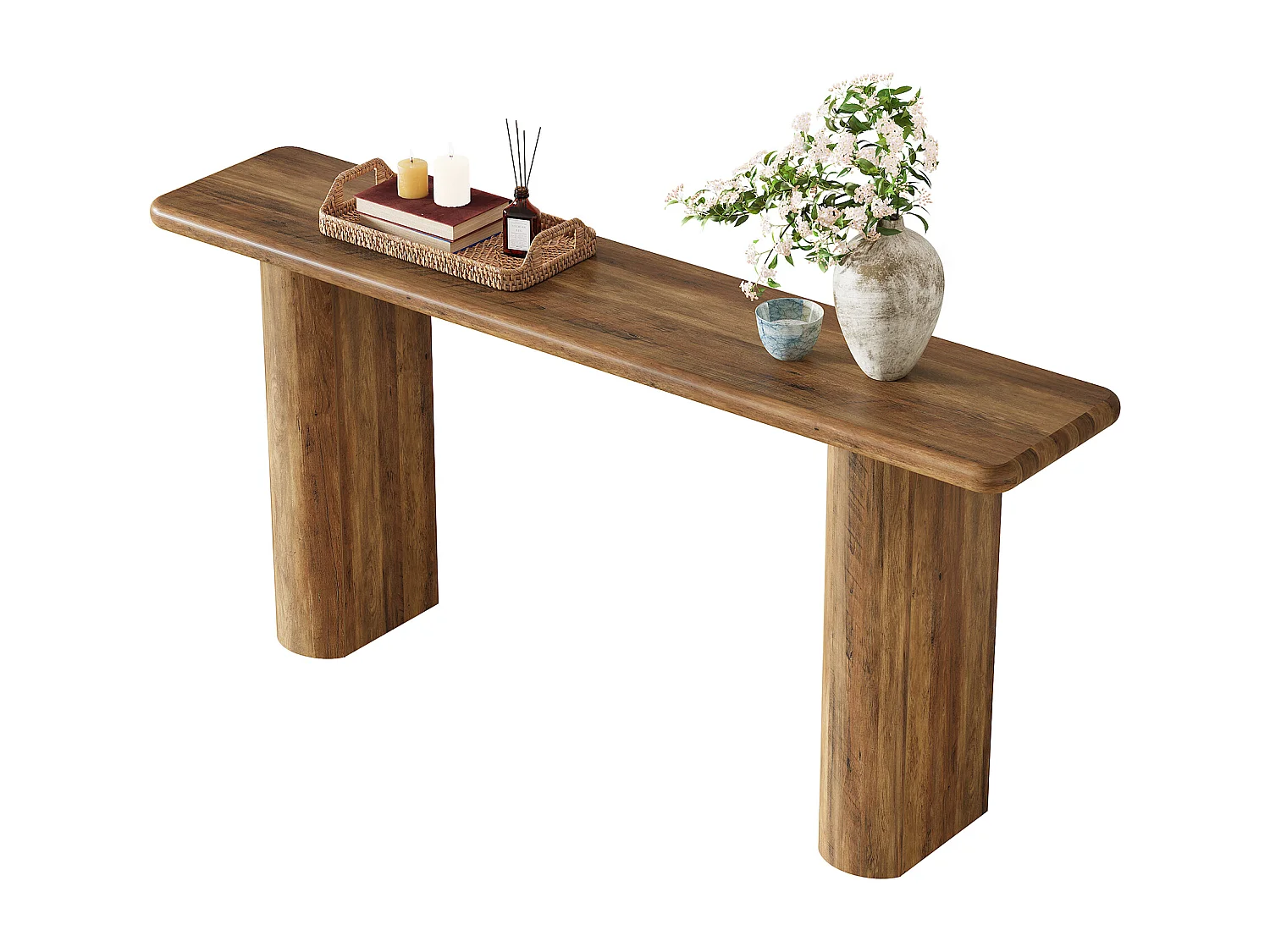 Console rustique 160 cm, table d'appoint étroite à placer derrière un canapé, table d'entrée en bois style ferme pour couloir