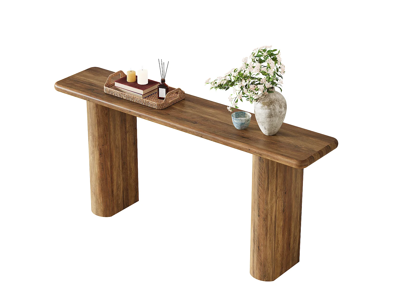 Console rustique 160 cm, table d'appoint étroite à placer derrière un canapé, table d'entrée en bois style ferme pour couloir