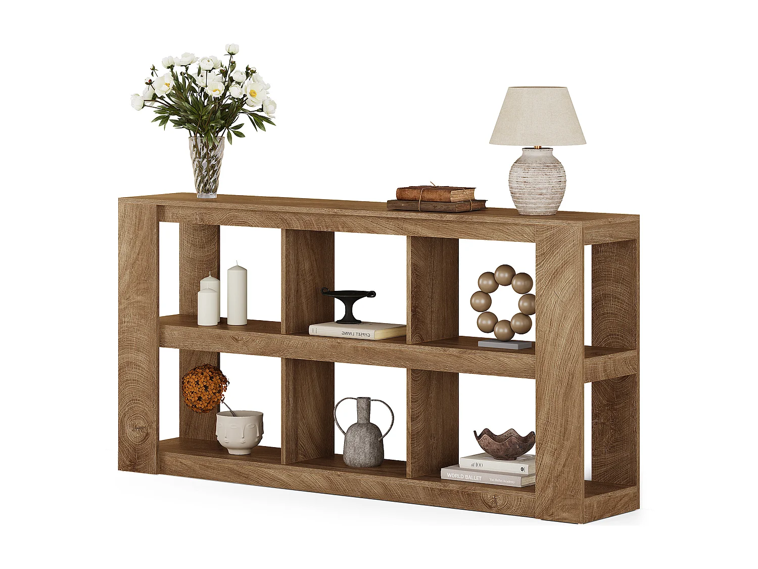 Mesa Consola Larga de 160 cm con Almacenamiento, Mesa Estrecha Rural de ...