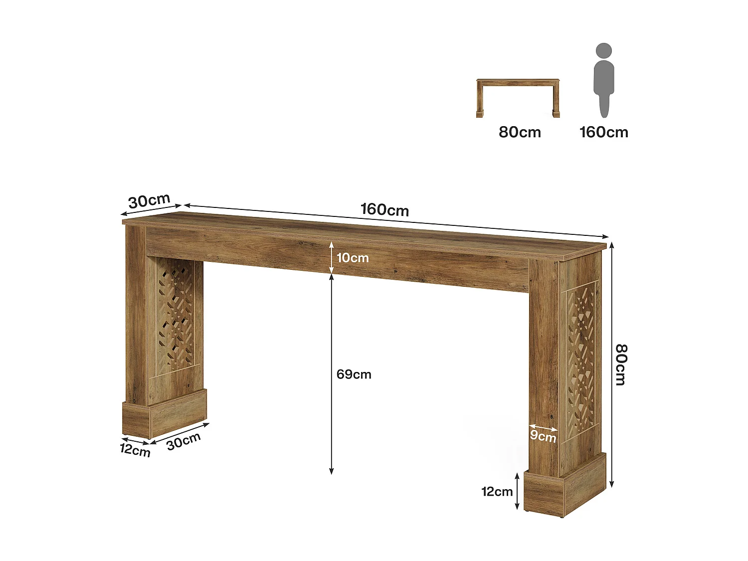 160 cm hohe Farmhaus-Konsolentafel für die Eingangshalle, industrielle Sofatabelle