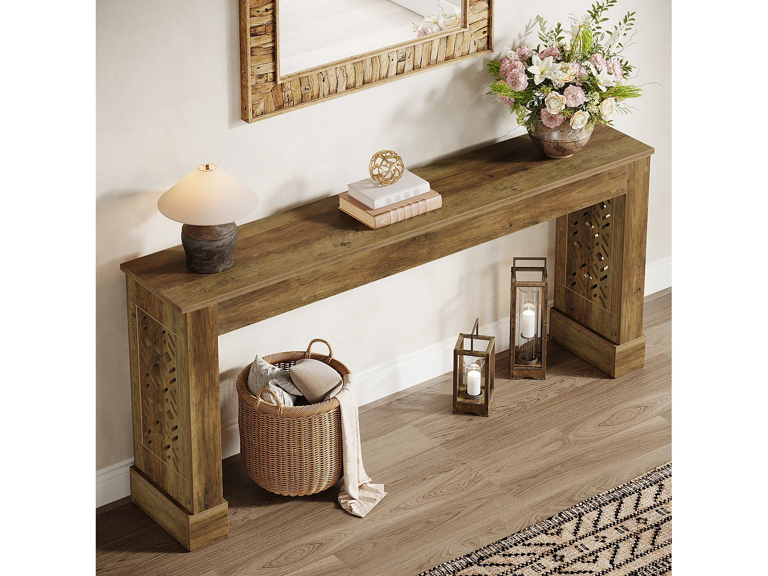 160 cm hohe Farmhaus-Konsolentafel für die Eingangshalle, industrielle Sofatabelle