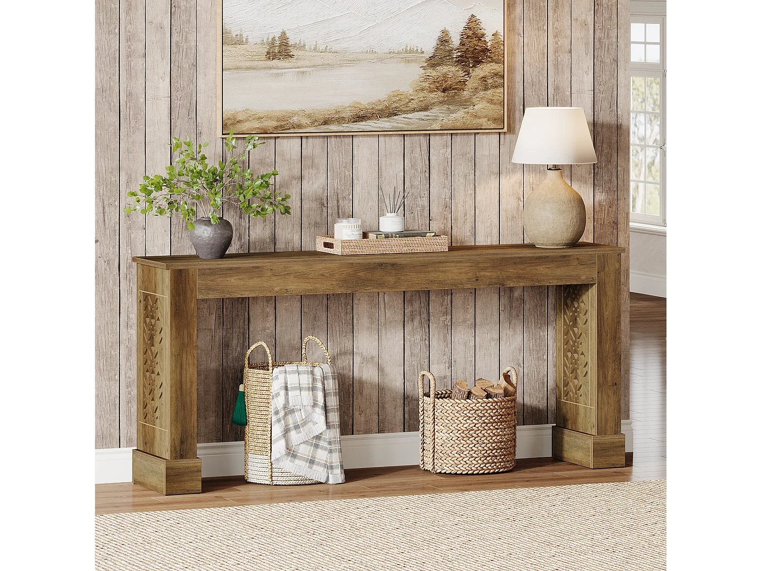 160 cm hohe Farmhaus-Konsolentafel für die Eingangshalle, industrielle Sofatabelle