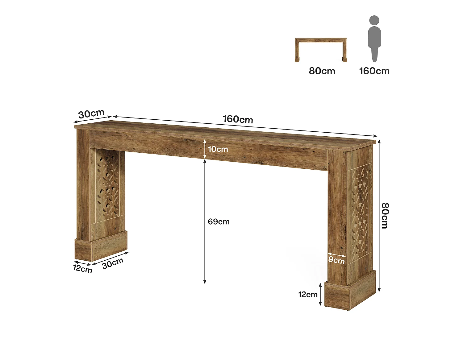 160 cm hohe Farmhaus-Konsolentafel für die Eingangshalle, industrielle Sofatabelle