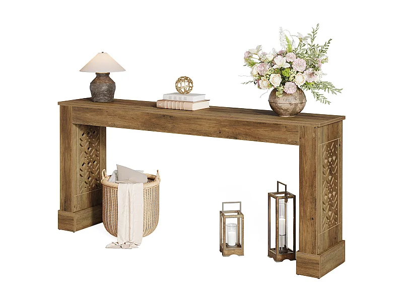 Console de style campagnard de 160 cm pour entrée, table basse industrielle