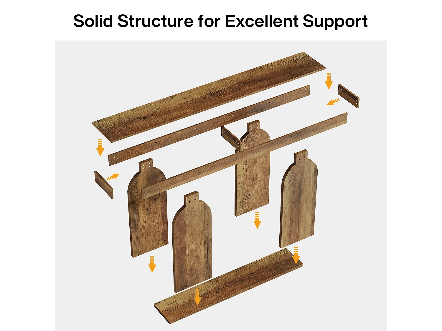 Table console extra-longue de 160 cm, style campagnard, à 2 niveaux