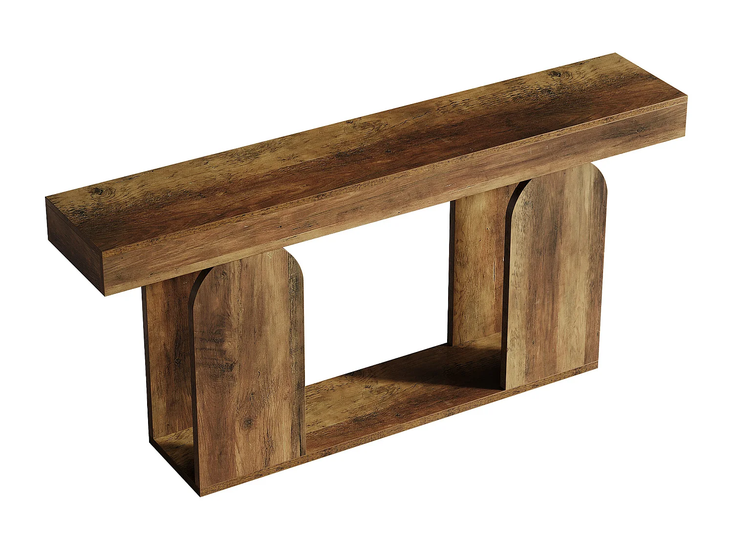 Table console extra-longue de 160 cm, style campagnard, à 2 niveaux