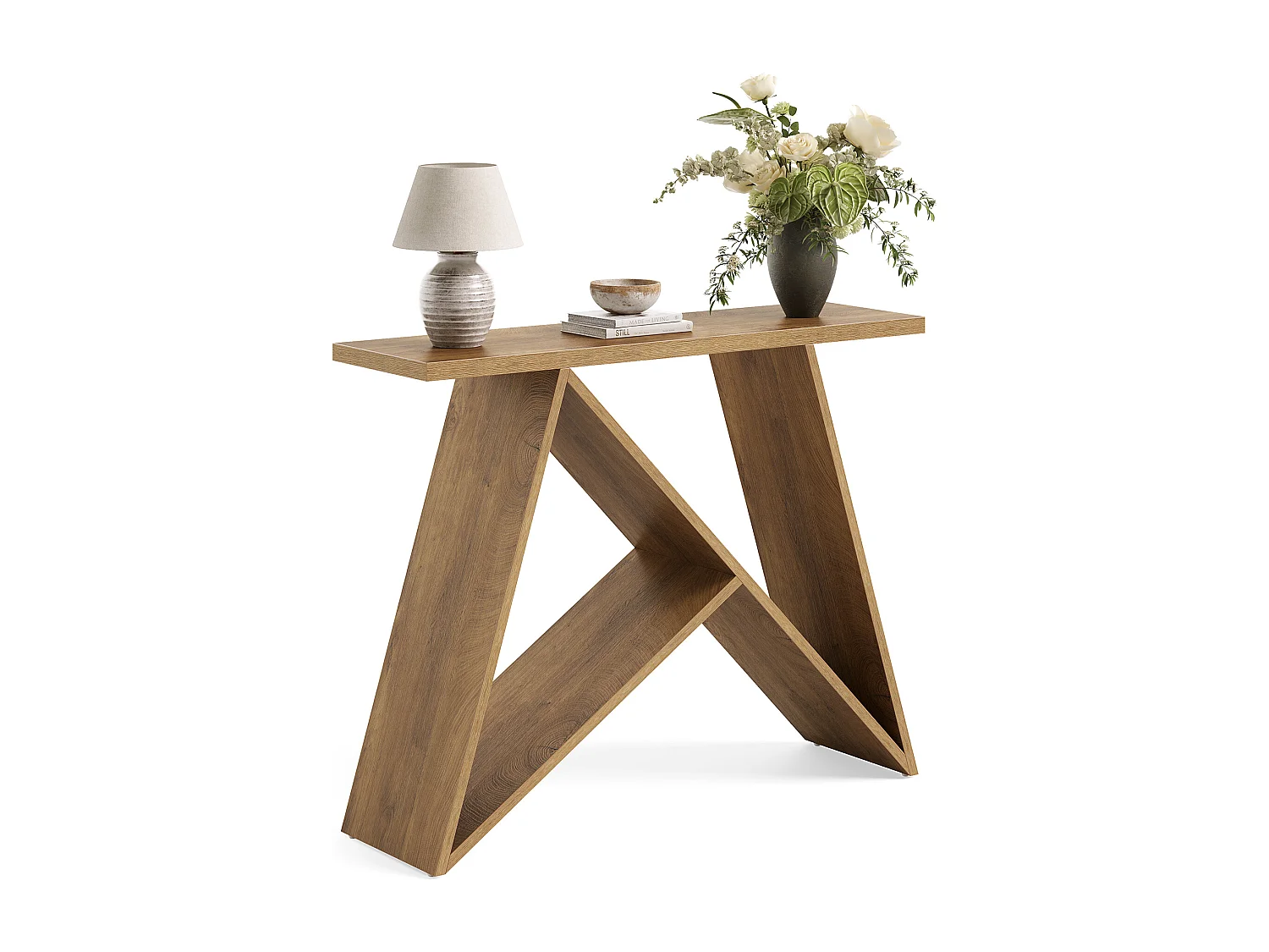 Table d'entrée compacte de 105 cm, console étroite de style campagnard pour salon ou entrée.