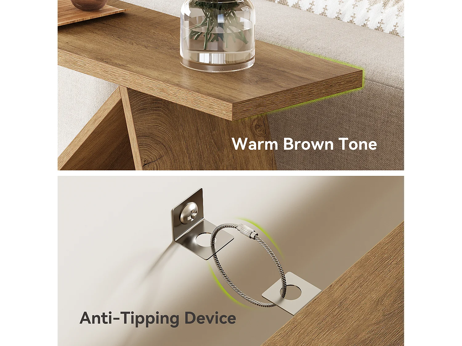 Table d'entrée compacte de 105 cm, console étroite de style campagnard pour salon ou entrée.