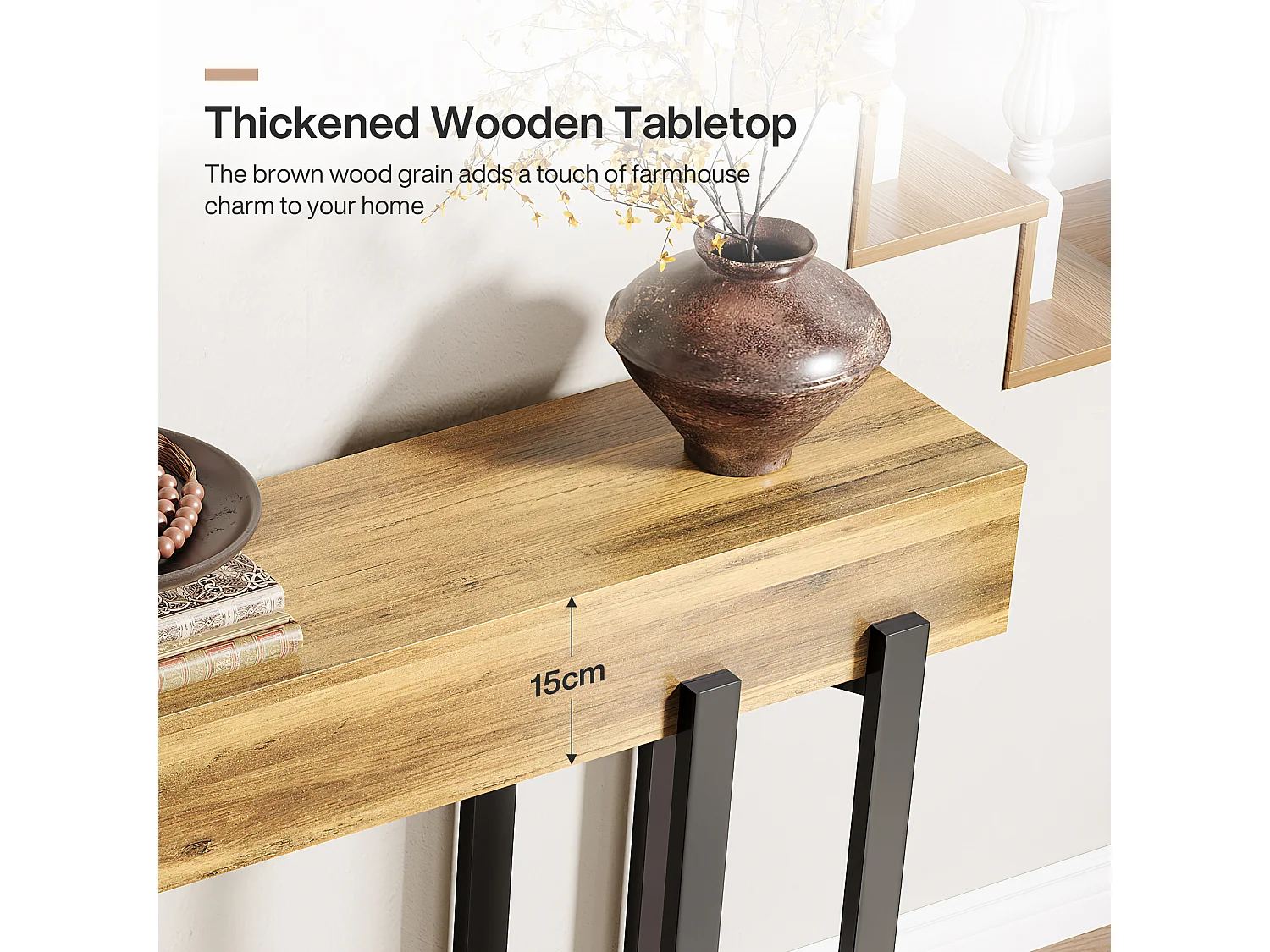 Stolik konsolowy 160 cm do przedpokoju, industrialny stolik za kanapą