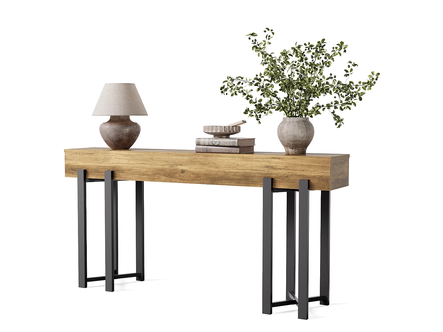 Console de 160 cm pour entrée, style industriel, à placer derrière un canapé