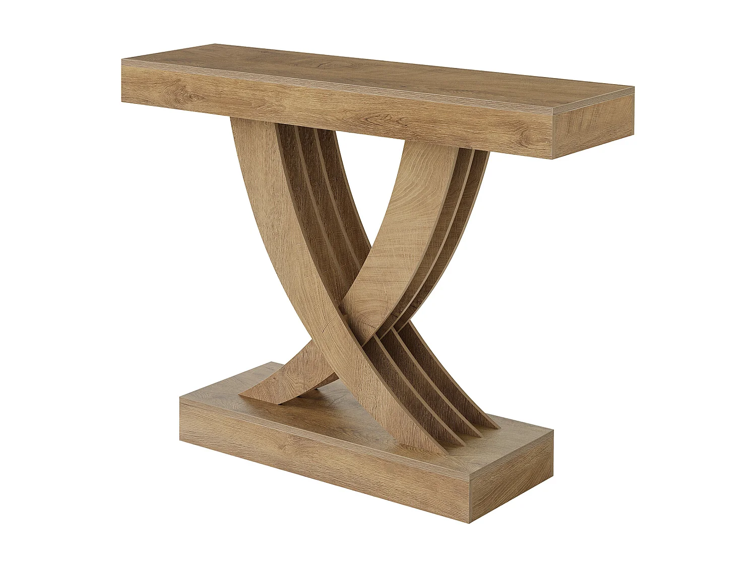 Konsole Tisch 110 cm, Rustikales Braunes Eingangstisch mit X-Frame, Schmaler Flurtisch in MDF