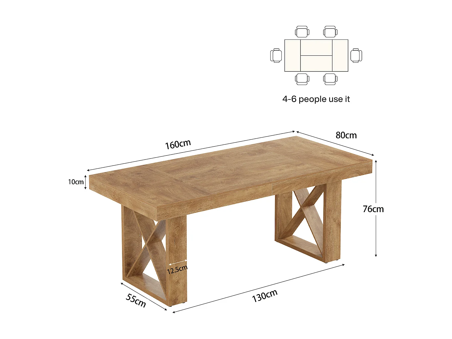 Bureau d'ordinateur 160 cm, bureau de direction pour étudier, jouer, écrire et travailler à domicile