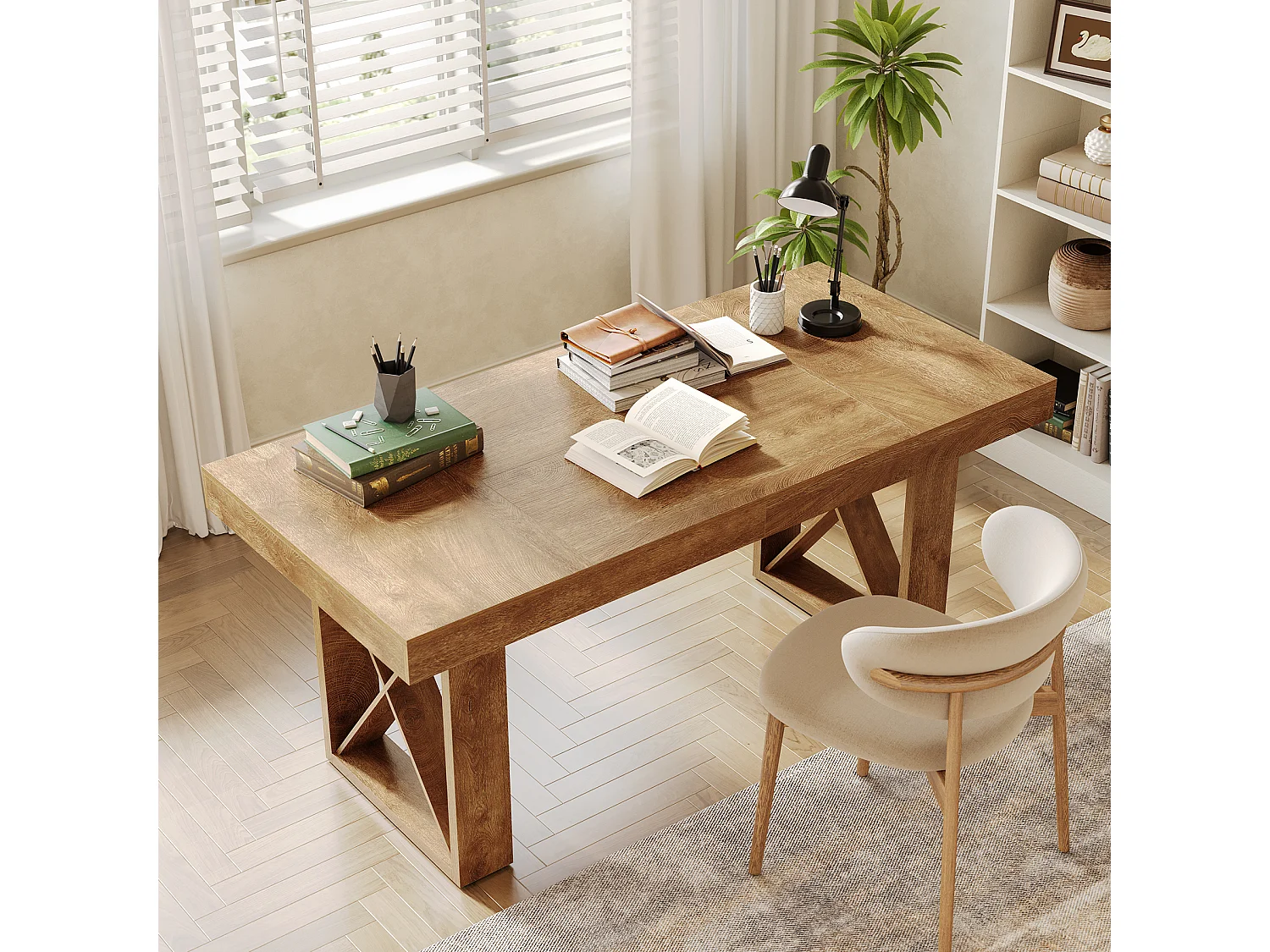 Bureau d'ordinateur 160 cm, bureau de direction pour étudier, jouer, écrire et travailler à domicile