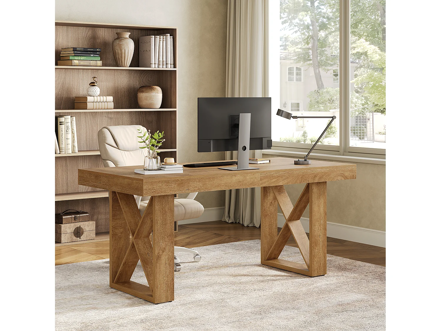 Bureau d'ordinateur 160 cm, bureau de direction pour étudier, jouer, écrire et travailler à domicile