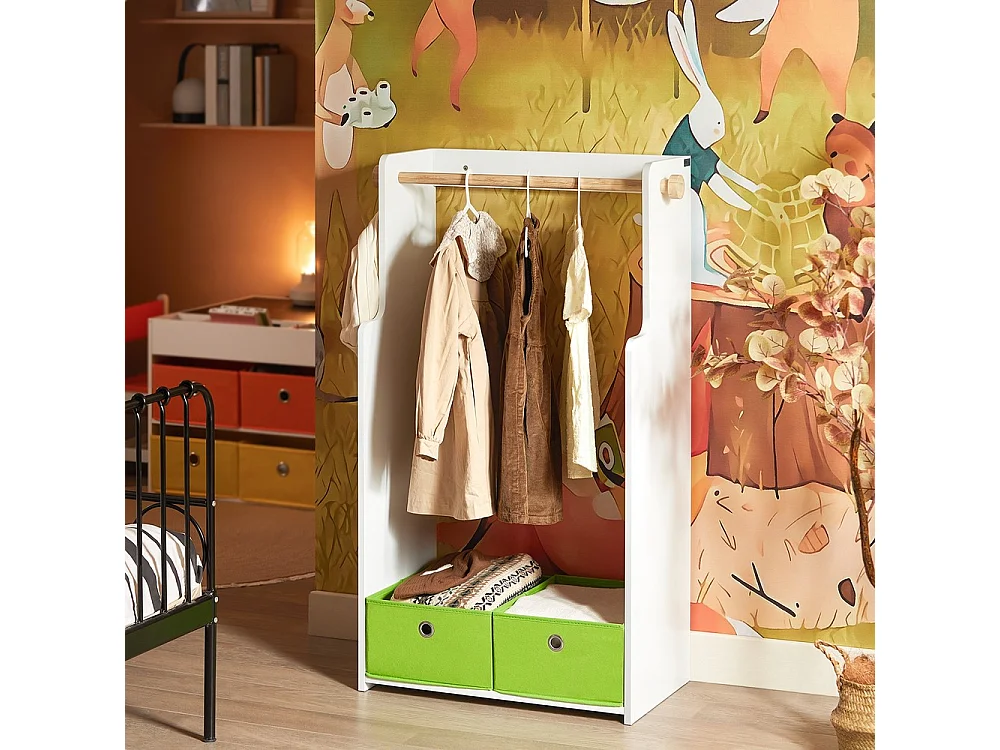 SoBuy Porte-Vêtements Enfant, Penderie avec Étagère, Modèle Blanc