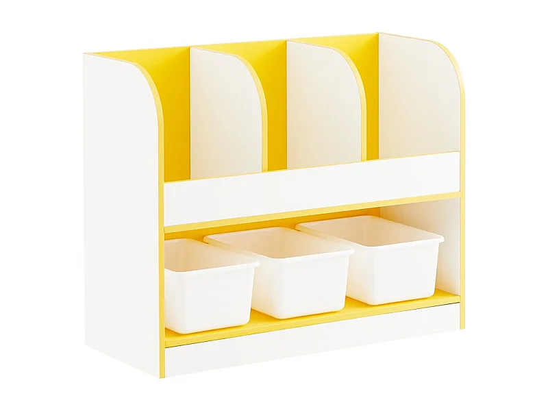 SoBuy Meuble de Rangement Enfant 3 Compartiments avec Boîtes, Organisateur