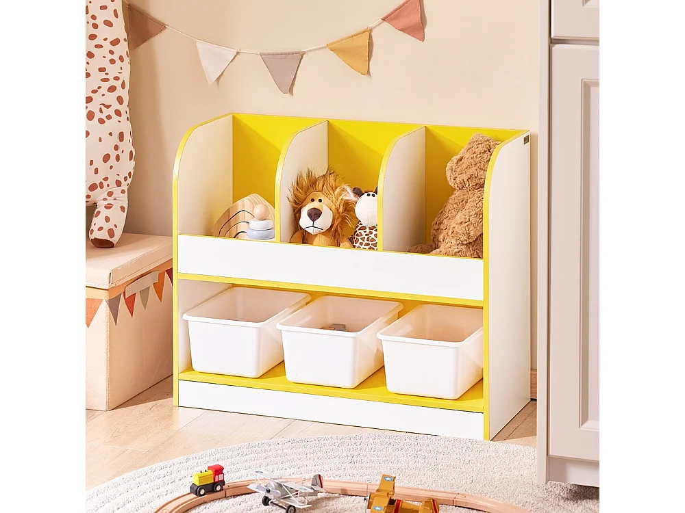 SoBuy Meuble de Rangement Enfant 3 Compartiments avec Boîtes, Organisateur
