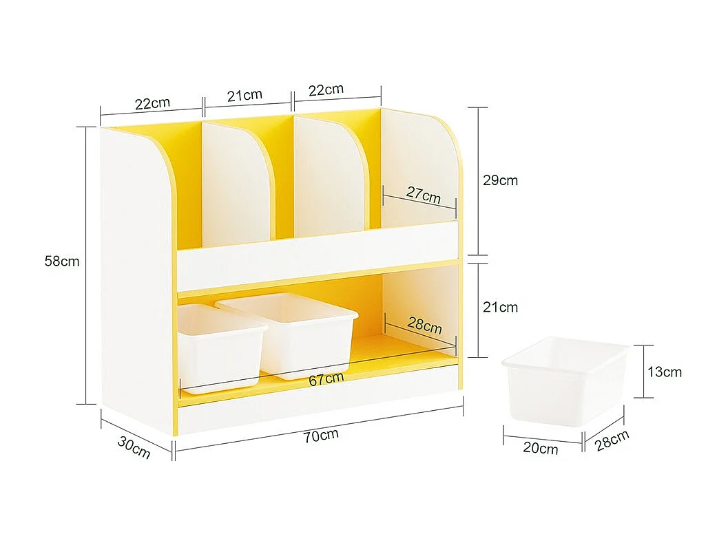SoBuy Meuble de Rangement Enfant 3 Compartiments avec Boîtes, Organisateur