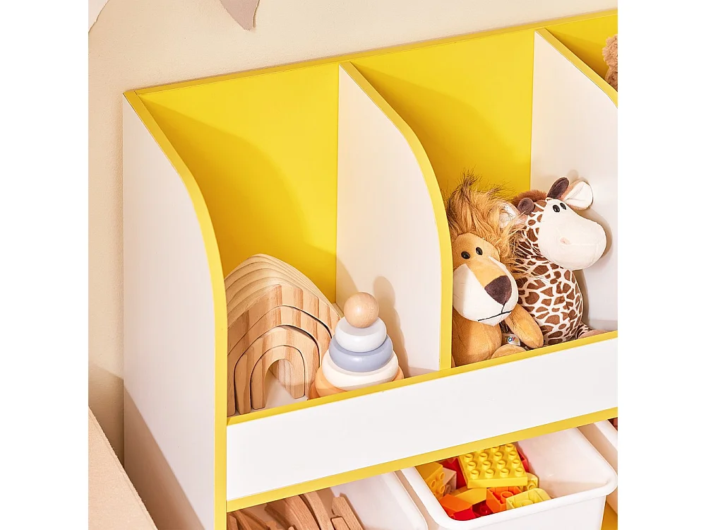 SoBuy Meuble de Rangement Enfant 3 Compartiments avec Boîtes, Organisateur
