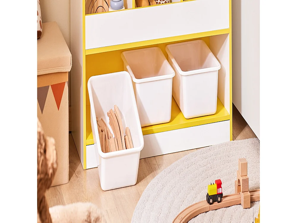 SoBuy Meuble de Rangement Enfant 3 Compartiments avec Boîtes, Organisateur