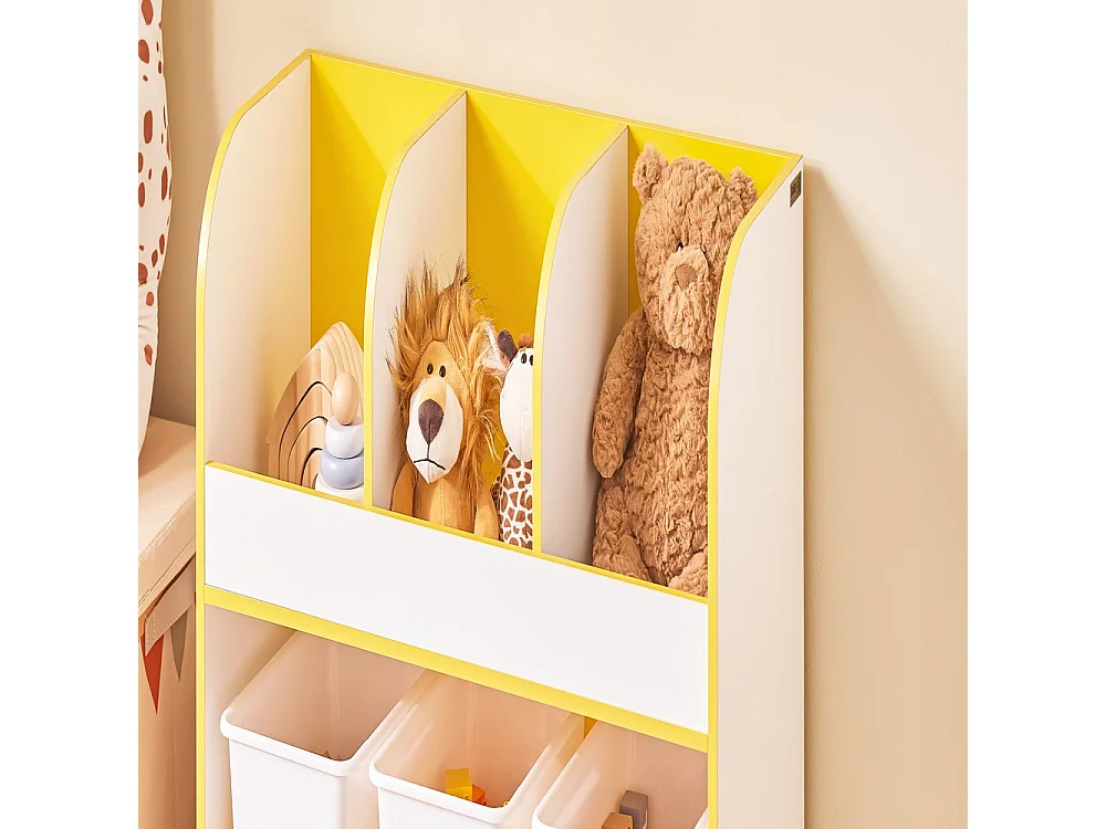 SoBuy Meuble de Rangement Enfant 3 Compartiments avec Boîtes, Organisateur