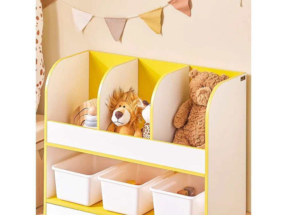 SoBuy Meuble de Rangement Enfant 3 Compartiments avec Boîtes, Organisateur