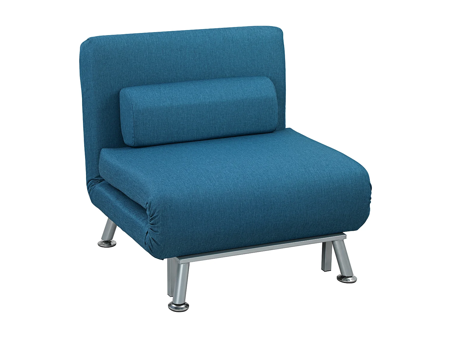 Fauteuil convertible 3 en 1 chauffeuse lit avec coussin bleu canard