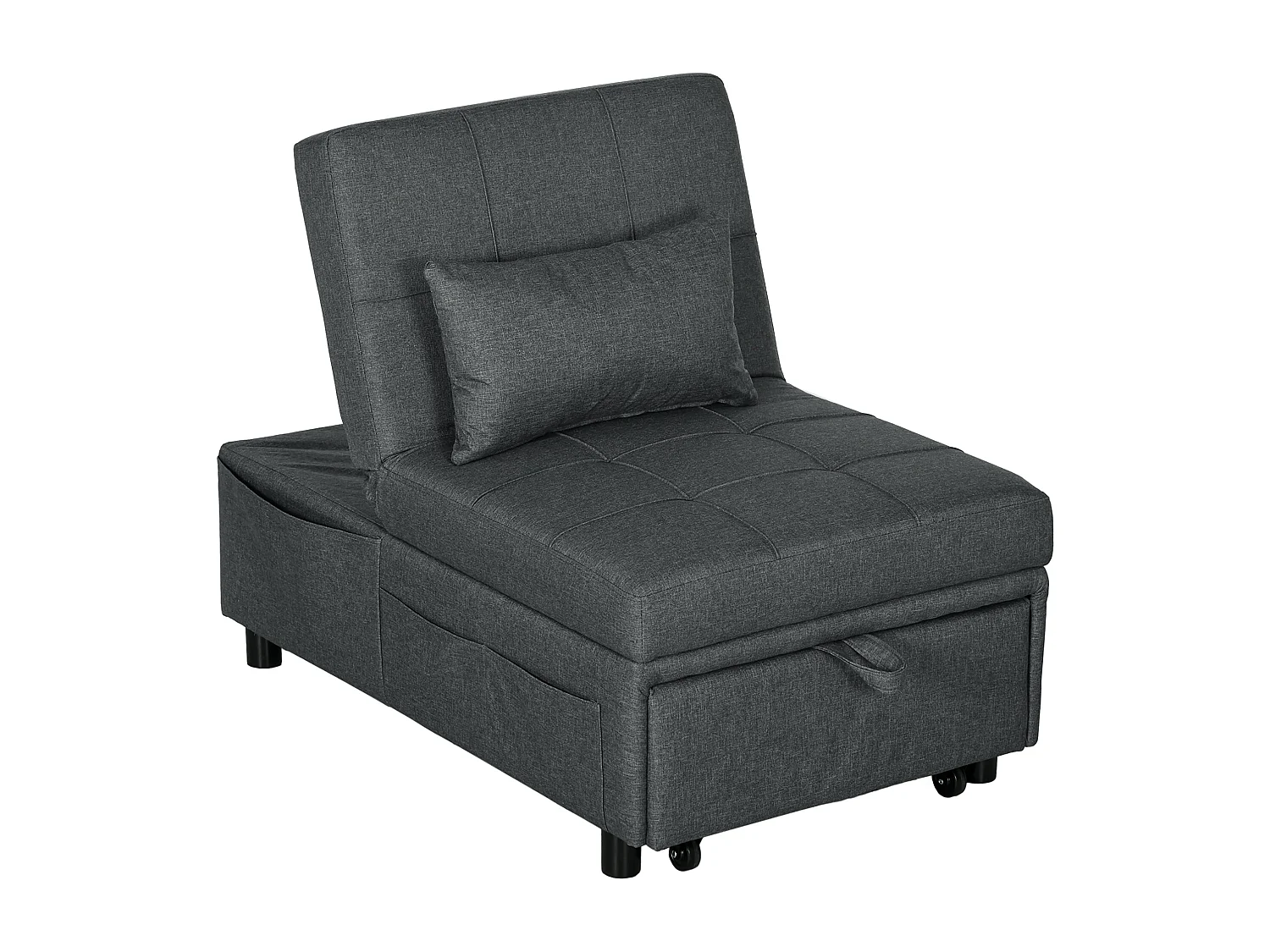 Chauffeuse fauteuil convertible inclinable réglable tissu effet capitonné gris