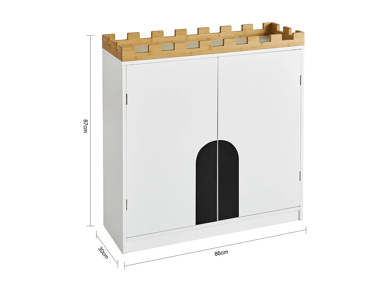 SoBuy Armoire Enfant 2 Portes Design Château Blanc 86x30x87 cm KMB44-W