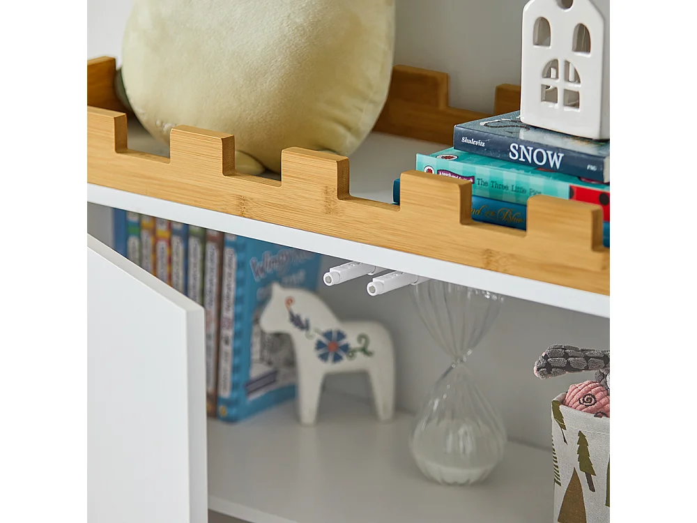 SoBuy Armoire Enfant 2 Portes Design Château Blanc 86x30x87 cm KMB44-W