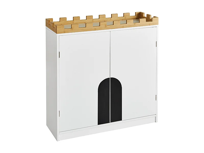 SoBuy Armoire Enfant 2 Portes Design Château Blanc 86x30x87 cm KMB44-W