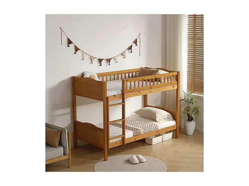 Lit superposé en bois "Gabriel" - 90 x 190 cm - Marron