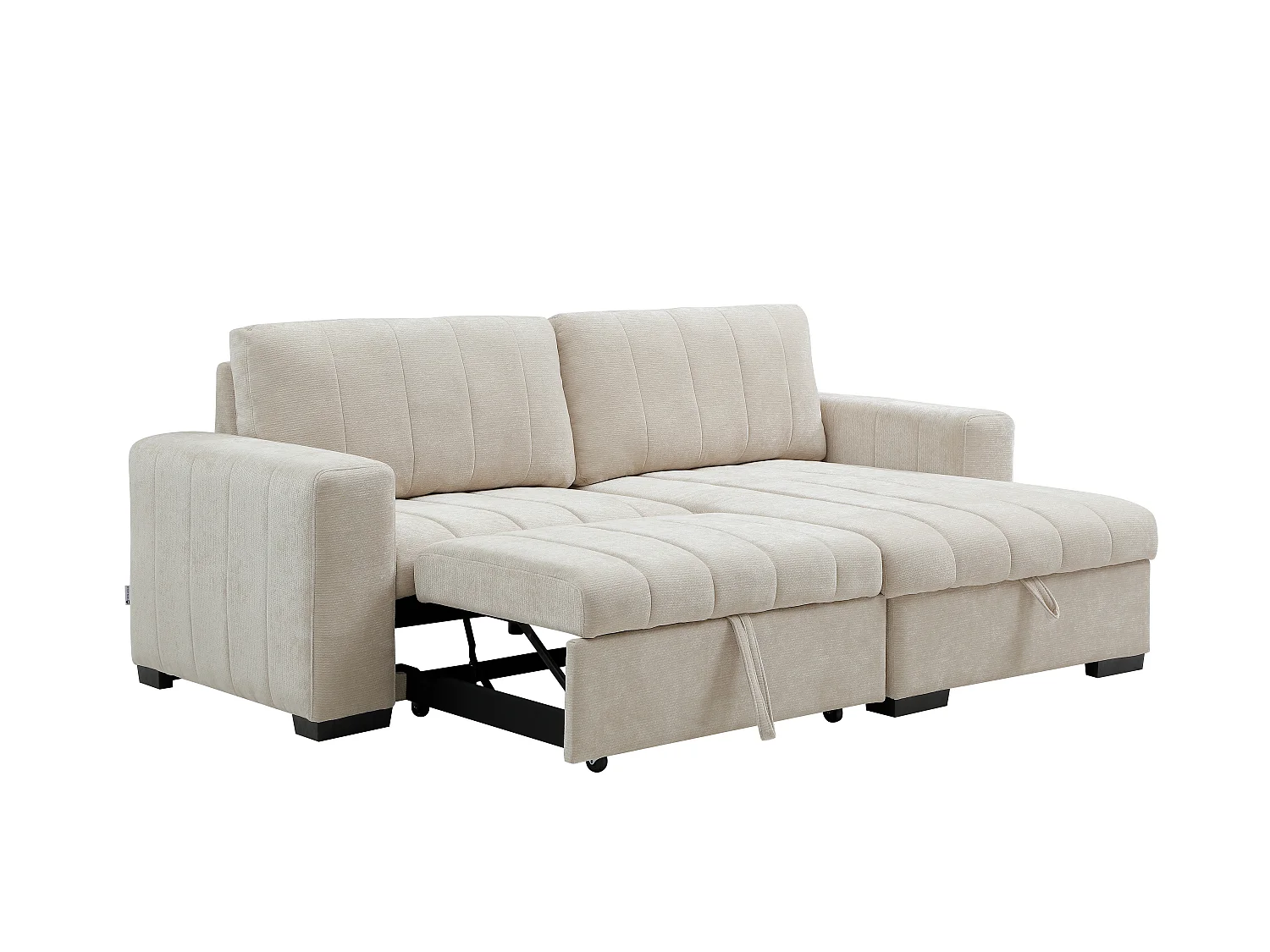 Canapé d'angle convertible et réversible en tissu texturé beige KONOTI