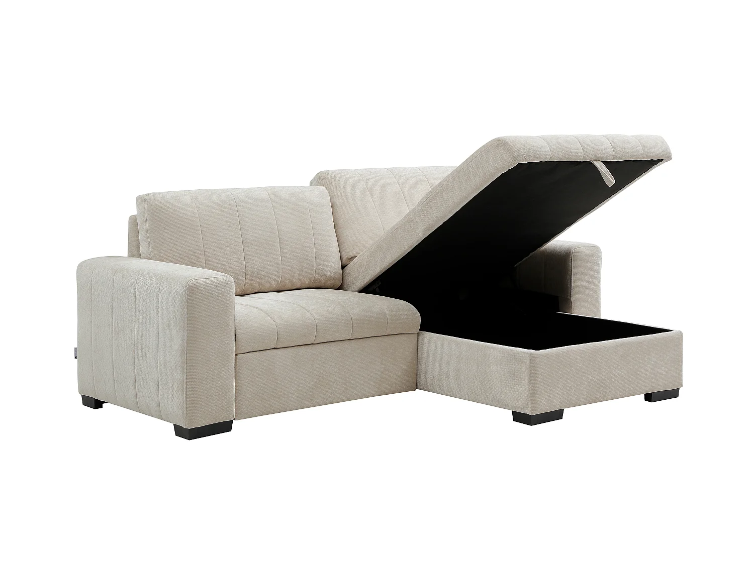 Canapé d'angle convertible et réversible en tissu texturé beige KONOTI