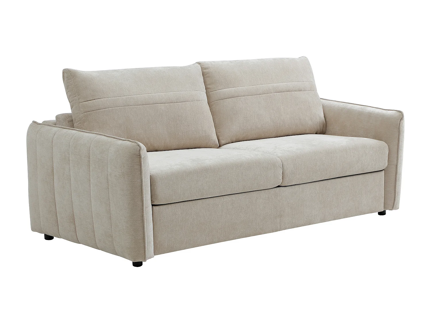 Canapé 3 places convertible express en tissu texturé beige - Couchage 145 cm MALOGU