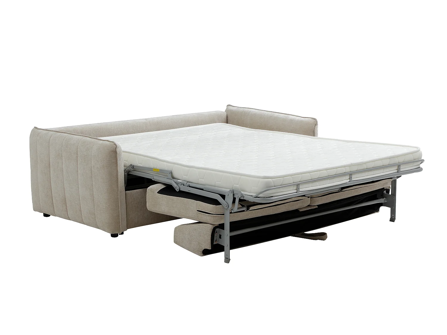 Canapé 3 places convertible express en tissu texturé beige - Couchage 145 cm MALOGU