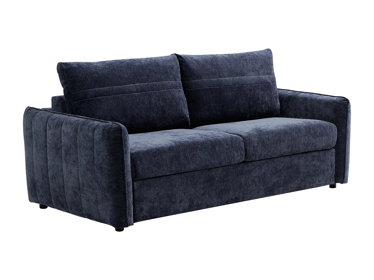Canapé 3 places convertible express en tissu texturé bleu - Couchage 145 cm MALOGU