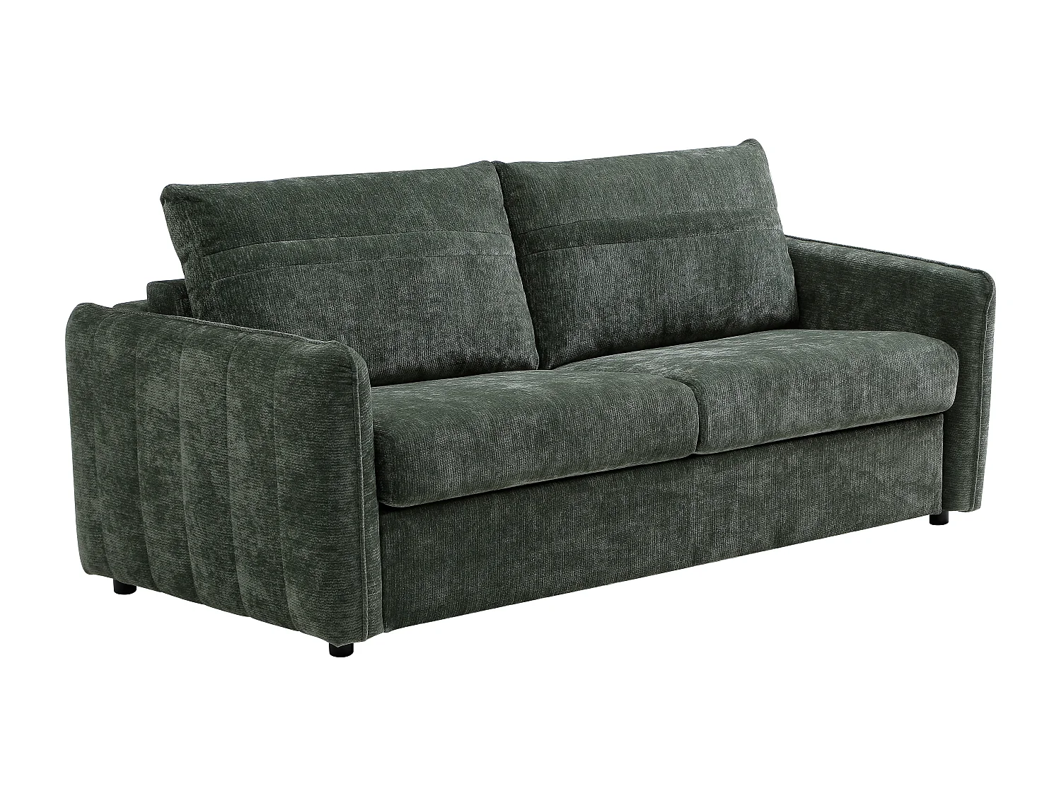 Canapé 3 places convertible express en tissu texturé vert - Couchage 145 cm MALOGU
