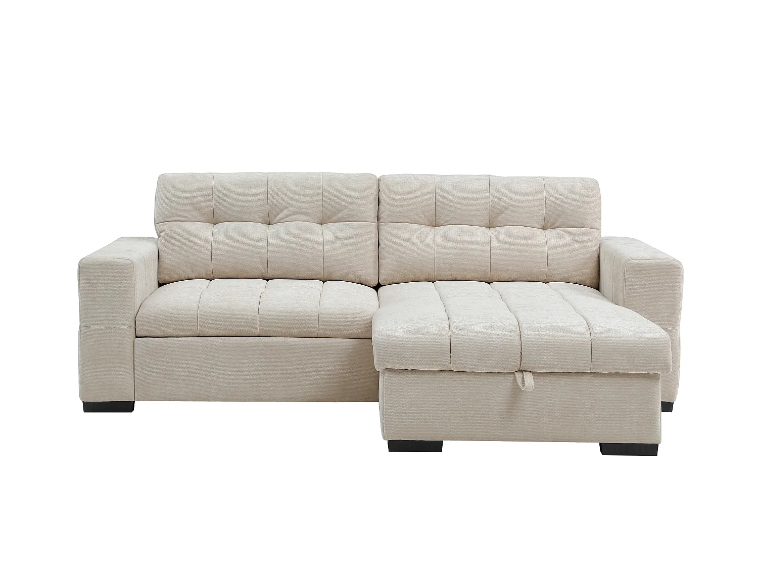 Canapé d'angle convertible et réversible en tissu texturé beige BRISAMA