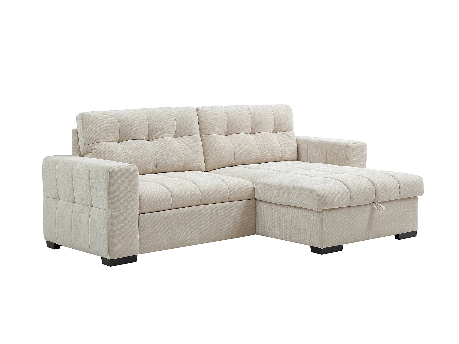 Canapé d'angle convertible et réversible en tissu texturé beige BRISAMA