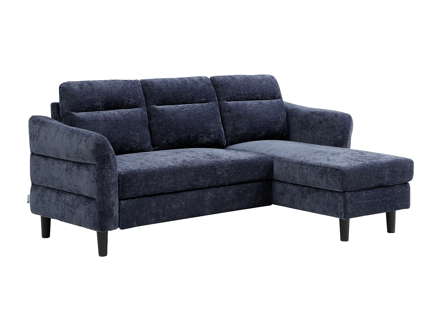 Canapé d'angle convertible et réversible en tissu texturé bleu nuit VANERSI