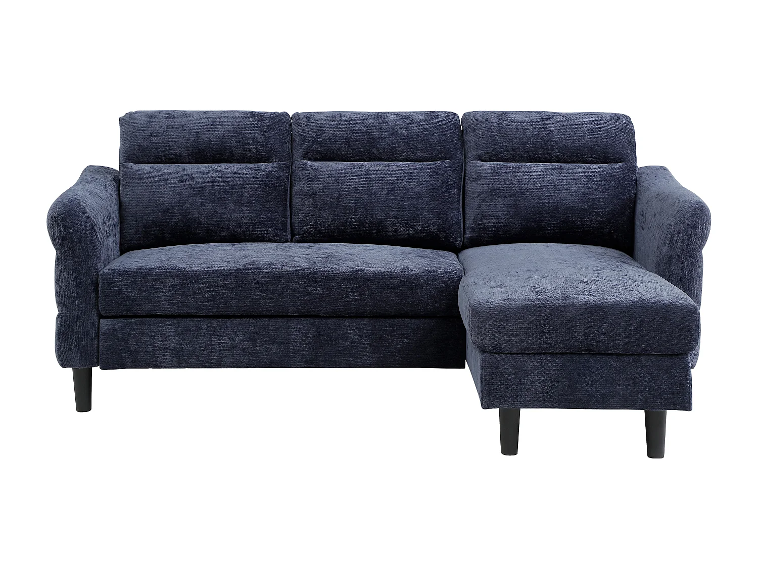 Canapé d'angle convertible et réversible en tissu texturé bleu nuit VANERSI