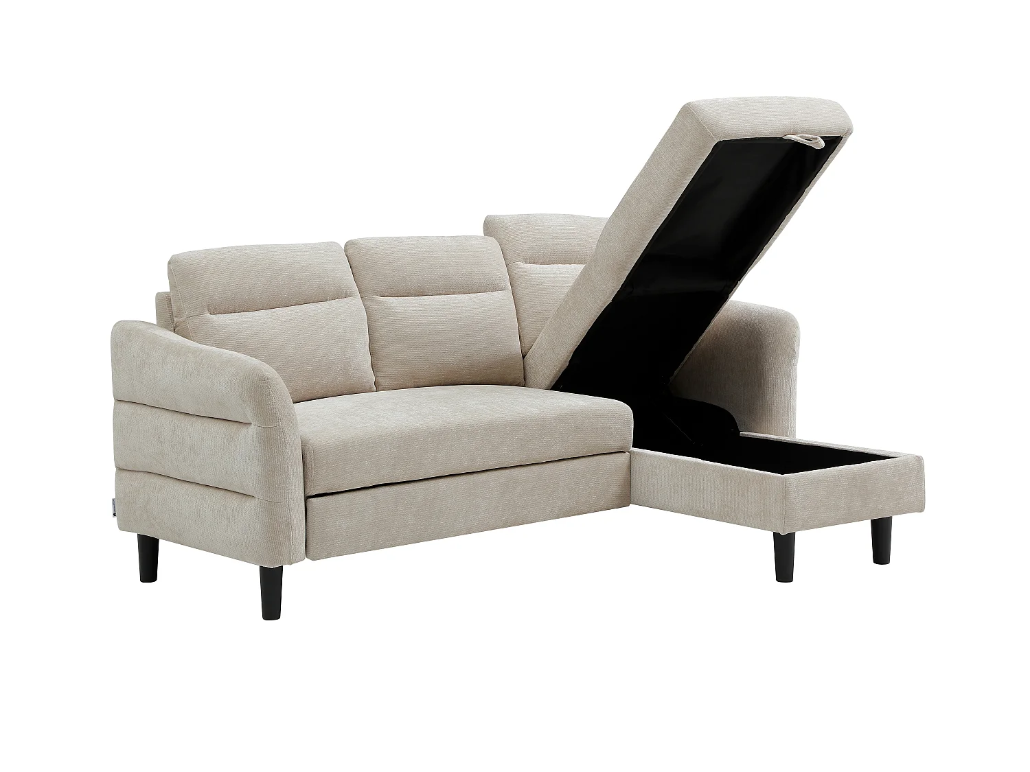 Canapé d'angle convertible et réversible en tissu texturé beige VANERSI