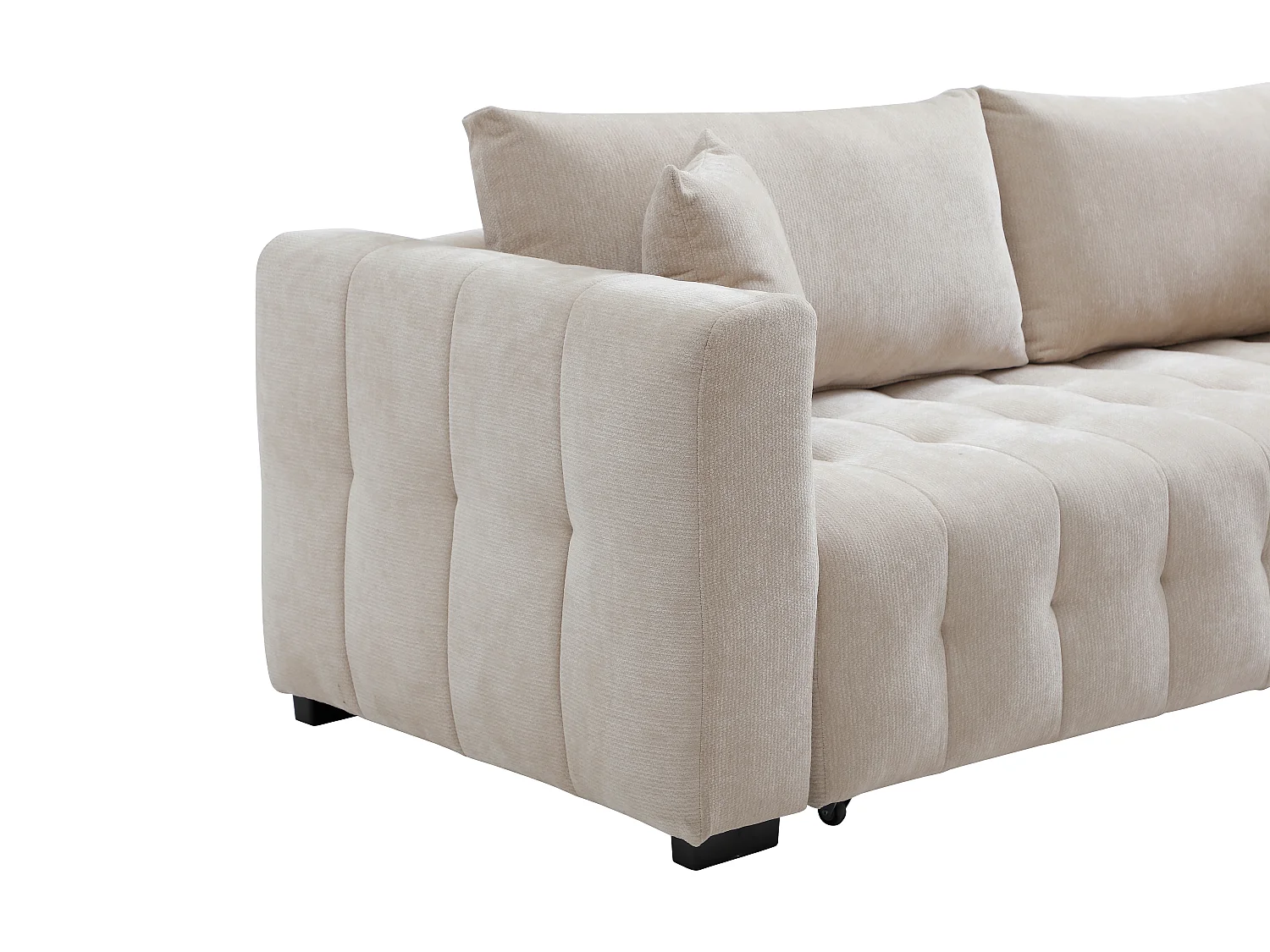 Canapé 3 places convertible en tissu texturé beige PANILO