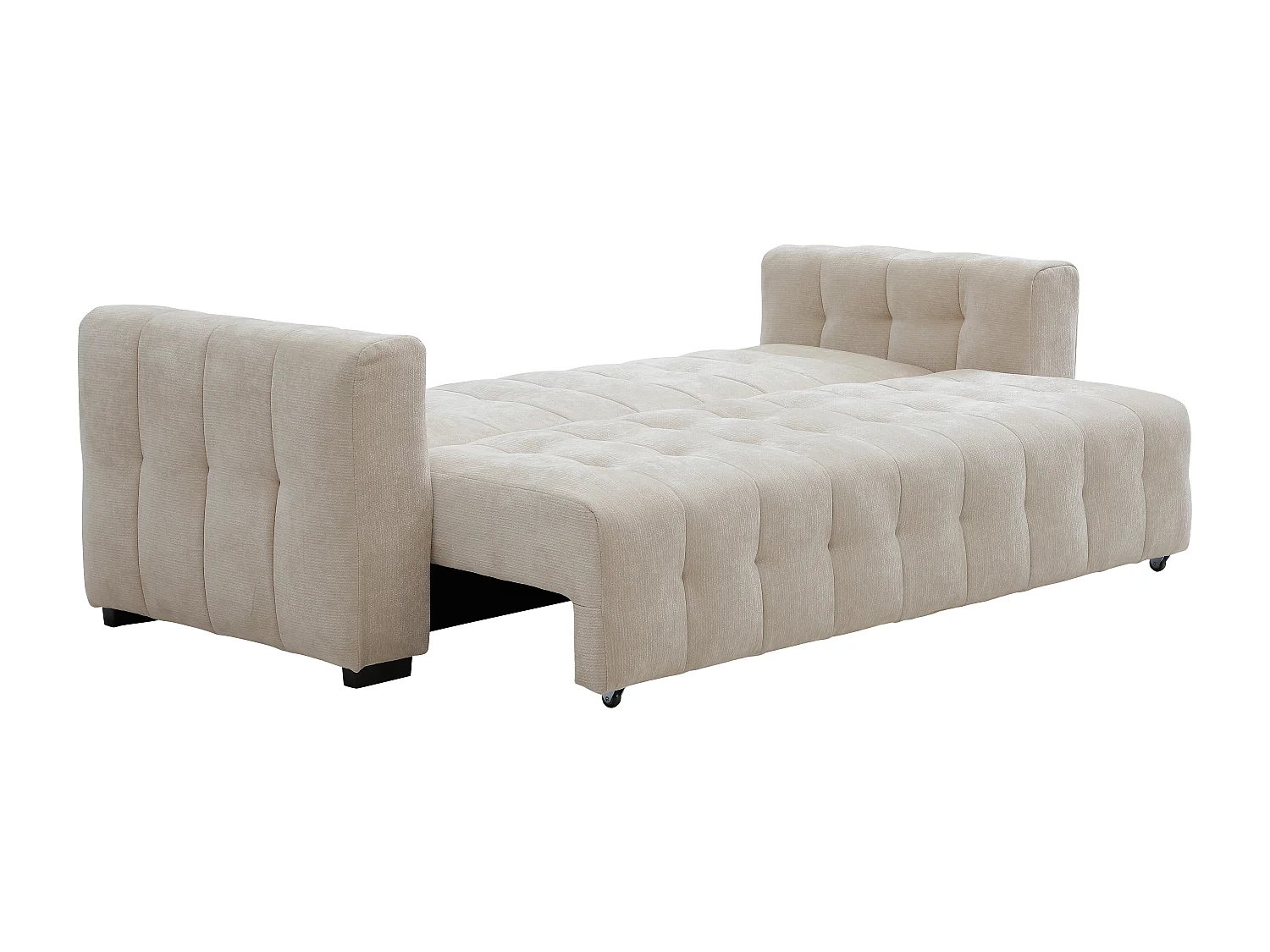 Canapé 3 places convertible en tissu texturé beige PANILO